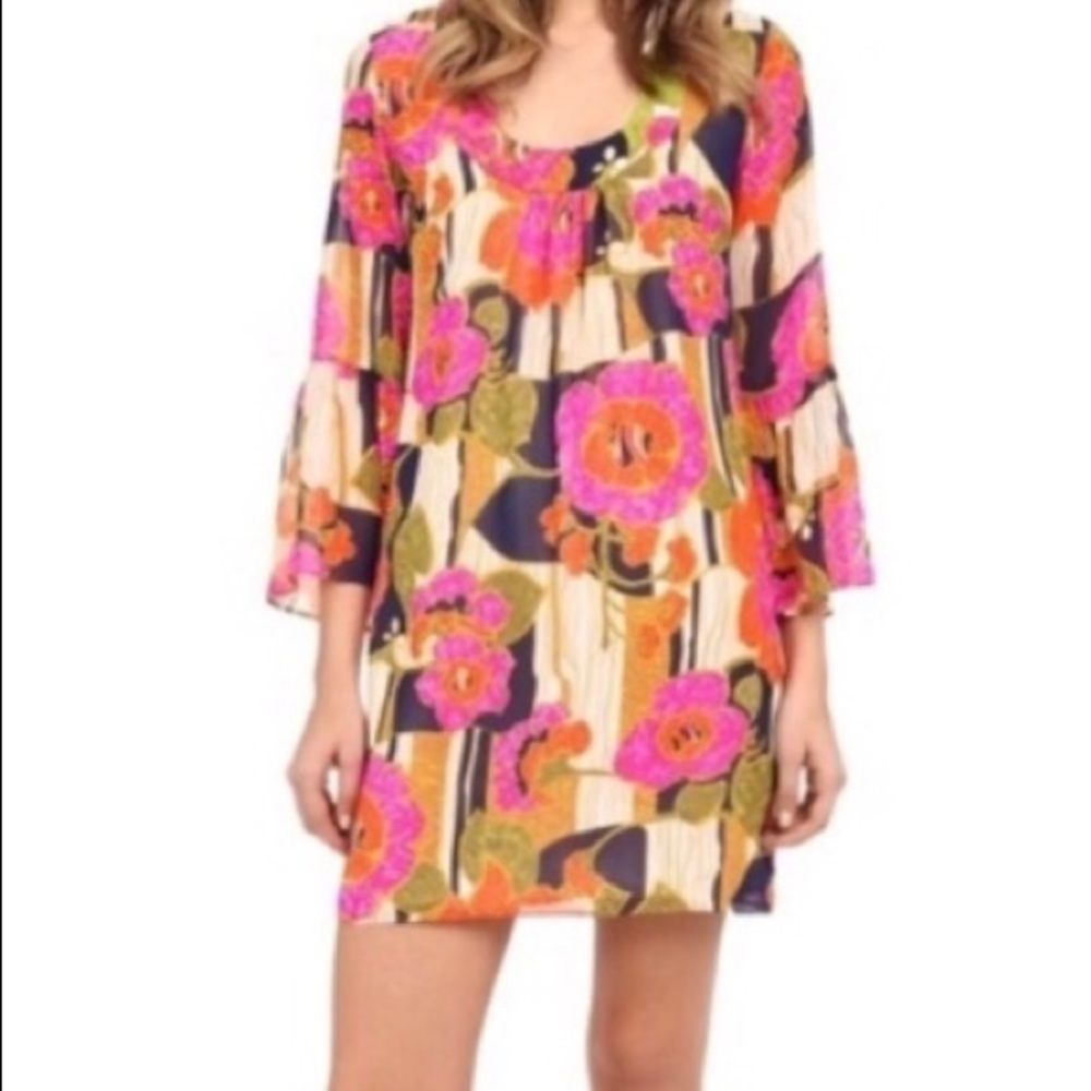 Trina Turk Silk Floral Bonita Shift Dress 6